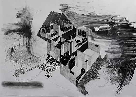Martin Schepers - Loitz - Aus der Serie Ideal Stadt Heimat, 150 x 215 cm, Graphit auf Papier 2016