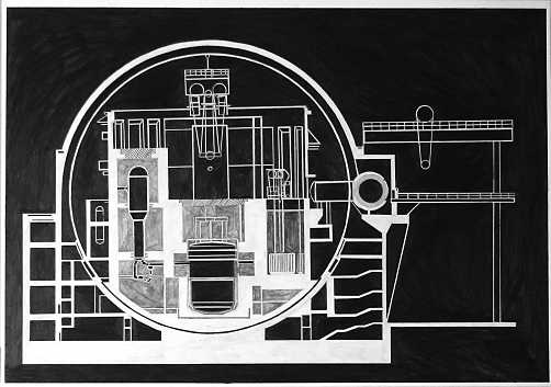 Martin Schepers - Kraftwerk des eigenen Kerns - Aus der neunteiligen Serie Kraftwerk des eigenen Kern, I, Graphit auf Papier, 50 x 65 cm, 2012. 