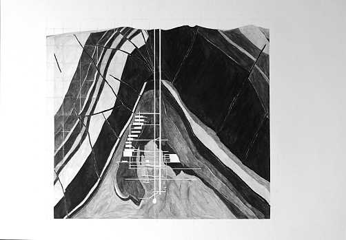Martin Schepers - Kraftwerk des eigenen Kerns - Aus der neunteiligen Serie Kraftwerk des eigenen Kern, II, Graphit auf Papier, 50 x 65 cm, 2012. 