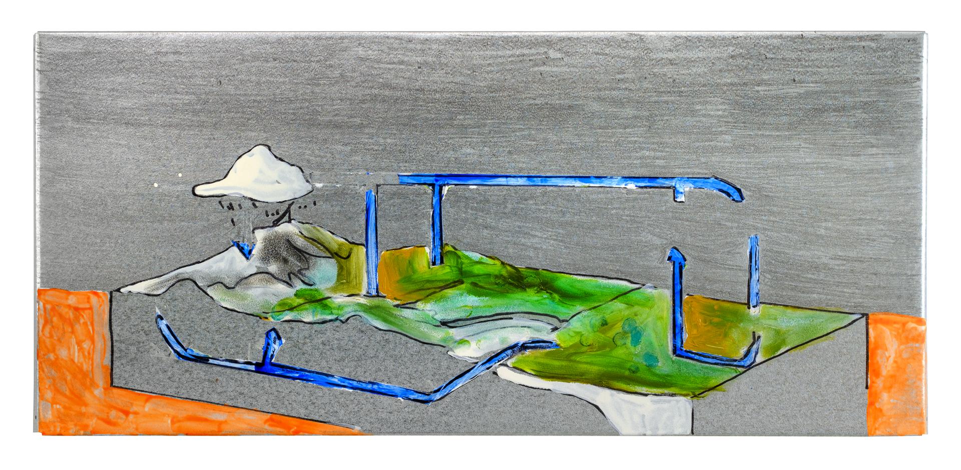 Martin Schepers - Im Lithiumdreieck - Ausstellung München/Bochum - Wir verdunsten I 27 x 60 cm, 2023 Alkalialaun, Salz, Emaillefarbe auf Metall (large)