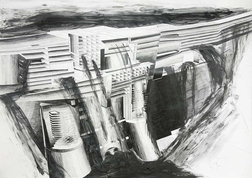 Martin Schepers - La Fuite - 8 Martin Schepers La Fuite Staudamm Barrage Graphit