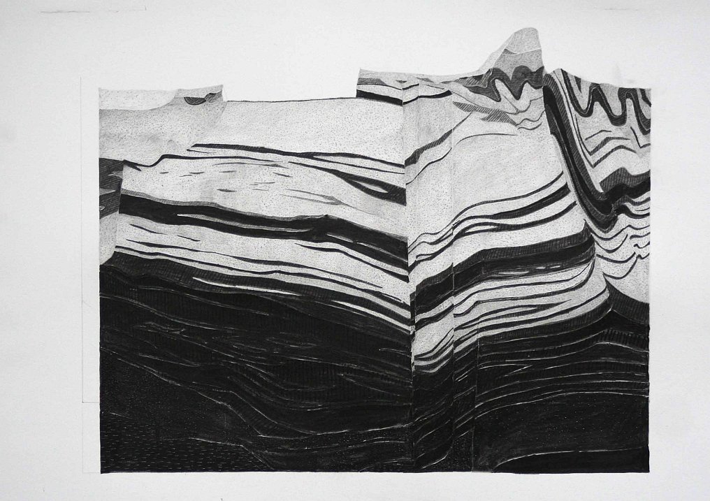 Martin Schepers - Verwerfungen - Querschnitt, Graphit auf Papier 45 x 55 cm, 2011 (large)