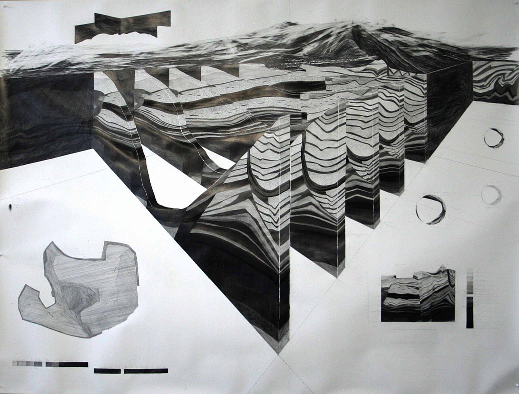 Martin Schepers - Verwerfungen - Großer Querschnitt, Graphit auf Papier, 165 x 210 cm, 2010-2011 (large)